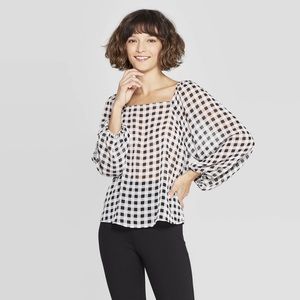 A NEW DAY WOMEN’s LONG SLEEVE SQUARE NECK BLOUSE
